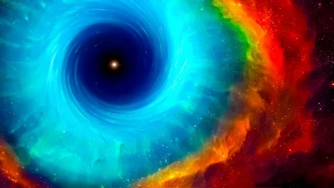 Supermassive black hole rotation Loop with twinkle stars - 4K Rotating black Stock Footage 159361486