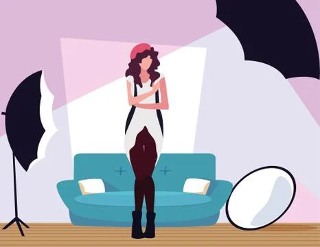 Supermodel avatar woman in studio vector design Stock Illustration