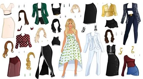 Supermodel Paper Doll Stock Illustration