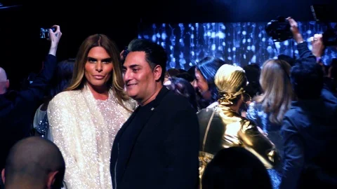 Supermodels celebrating end of catwalk during the Gala of TLV Fashion Week Stock Footage 87287283