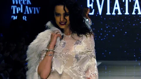 Supermodels presenting catwalk Haute Couture during the Gala of TLV Fashion Week Stock Footage 87239247