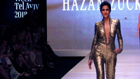 Supermodels presenting catwalk Haute Couture during the Gala of TLV Fashion Week Stock Footage 87242639