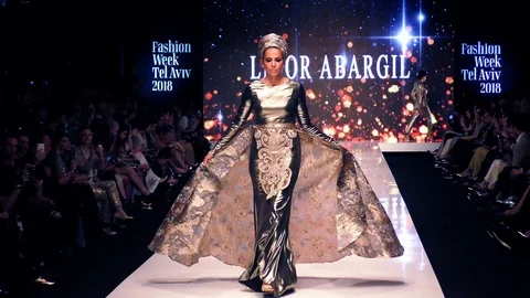 Supermodels presenting catwalk Haute Couture during the Gala of TLV Fashion Week Stock Footage 87242868