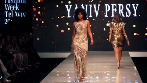 Supermodels presenting catwalk Haute Couture during the Gala of TLV Fashion Week Stock Footage 87244767