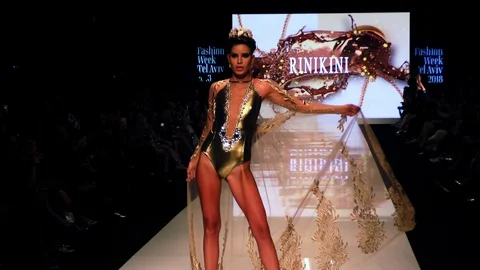 Supermodels presenting catwalk Haute Couture during the Gala of TLV Fashion Week Stock Footage 87273637