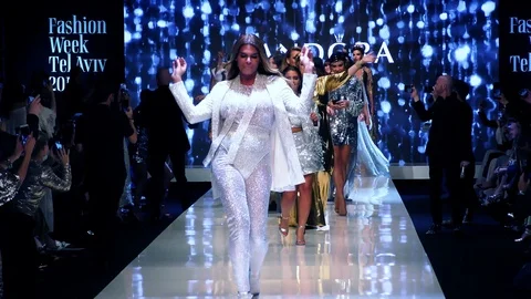 Supermodels presenting catwalk Haute Couture during the Gala of TLV Fashion Week Stock Footage 87285972