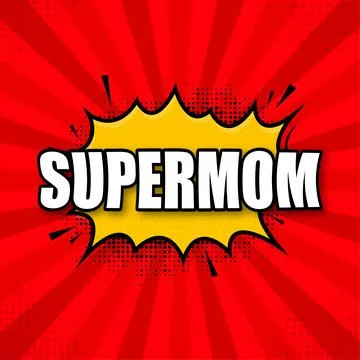 Supermom logo template. Frame with divergent rays. Super mom shield. Stockillustratie