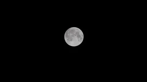 Supermoon Large Bright Moon moves across the night sky. Speed x15. 500mm. Stock Footage 84755619