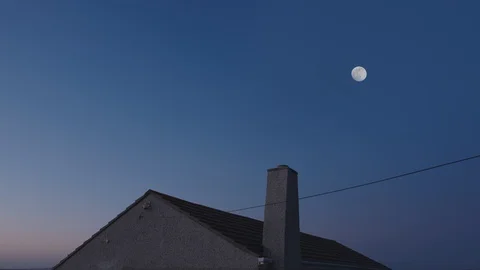 Supermoon over house. Stock Footage 128248079