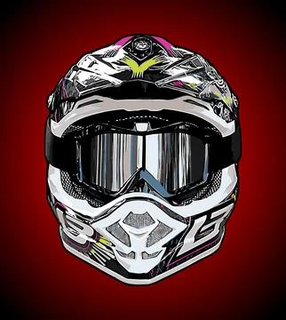 Supermoto helmet front view vector template Stock Illustration