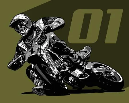 Supermoto with no. 1 vector template Stock Illustration