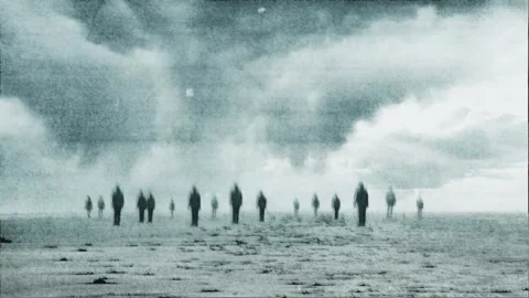 A supernatural concept. A group of blurred lost souls. With a grunge edit. Video stock 156191037