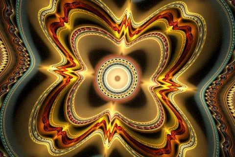 Supernova explosion. Abstract psychedelic waves on black background. Computer Stock Illustration