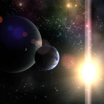 Supernova explosion and extrasolar planet Stock Illustration