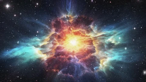 Supernova explosion. Colored chemical elements after the explosion of a star. Stock Footage 247053776