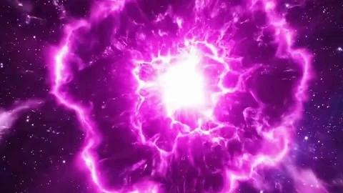 Supernova explosion in deep space with bright purple light Stock Footage 336049306