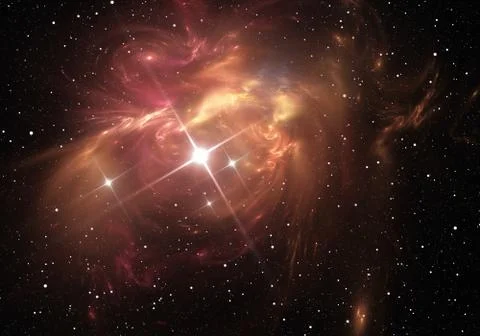 Supernova explosion with nebula in the background Stock Illustration
