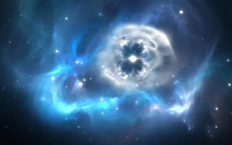 Supernova explosion with nebula in the background Stock Illustration