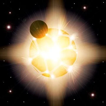 Supernova. The explosion of the planet. Armageddon in outer space on a distan Illustrazione stock