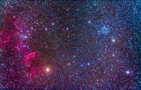 Supernova remnants and star clusters in the constellation Gemini. Stock Photos