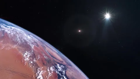 Supernova Seen From Earth Orbit With Desert Below Stock Footage 317540430