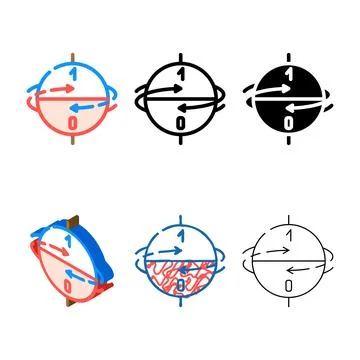 Superposition state quantum stylized technology color icon vector Stock Illustration