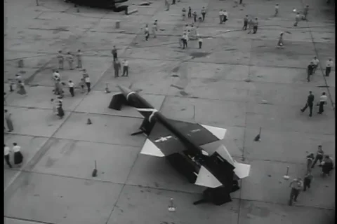 Supersonic interceptor missile tested at airforce missile test center - 1957 Stock Footage 99112496