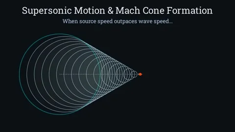 Supersonic motion and Mach cone formation Stock Footage 335835981
