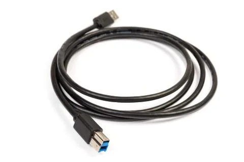 SuperSpeed USB cable close-up in selective focus Stock Photos