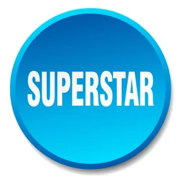 Superstar blue round flat isolated push button Illustrazione stock