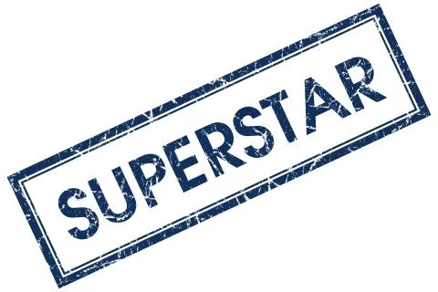 Superstar blue square stamp Stock Illustration