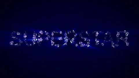 Superstar - text of diamonds with blue light rays Stock Illustration