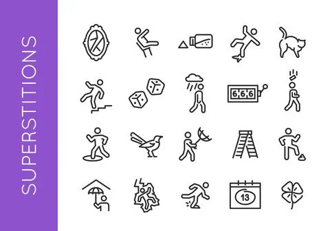 Superstition Icons Set Stock Illustration