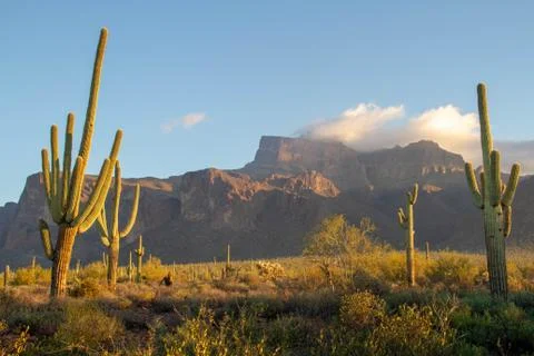 The Superstition Mountains with Cloud Stock Photos
