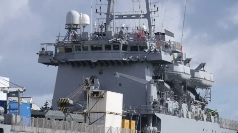 Superstructure - Brazil Navy logistic cargo ship - Almirante Saboia 2 of 3 Stock Footage 56691288
