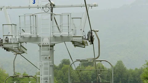 Superstructure on top of an in-line ski lift tower. Sochi Stock Footage 153174294