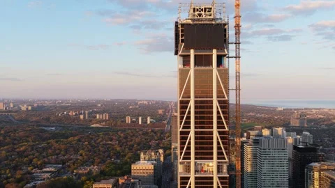 Supertall skyscraper construction of The One tower showing architectural progres Video stock 335225736