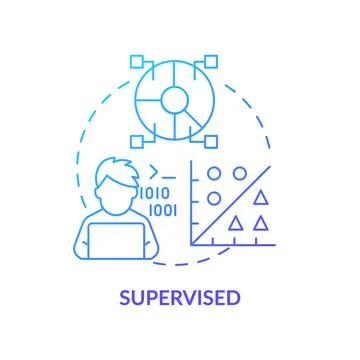 Supervised blue gradient concept icon 스톡 일러스트