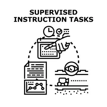 Supervised instruction tasks for data analysis and development Stock Illustration