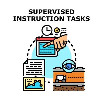 Supervised instruction tasks for data analysis and development Stock Illustration