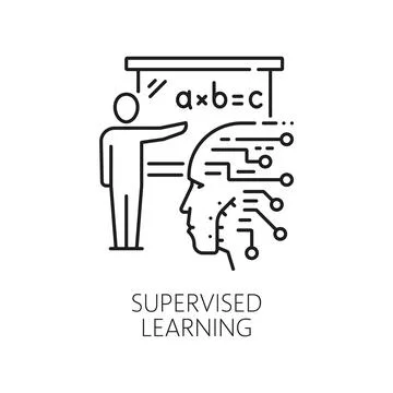 Supervised learning, artificial intelligence icon Stock Illustration