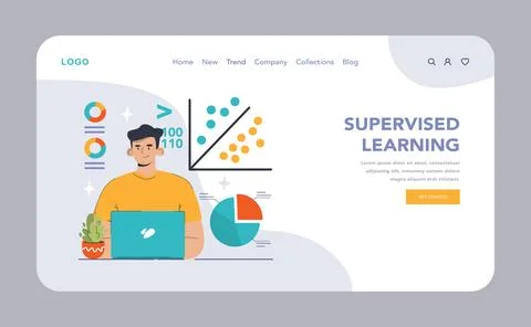 Supervised Learning concept. Flat vector illustration Illustrazione stock
