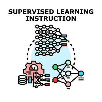 Supervised learning instructing artificial intelligence neural network 스톡 일러스트