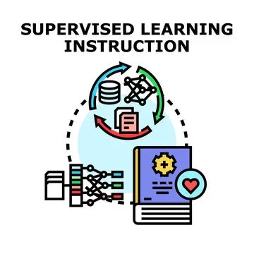 Supervised learning instruction algorithm development concept Stock Illustration