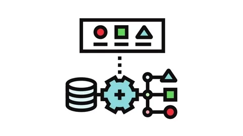 Supervised learning machine color icon animation Stock Footage 326108010