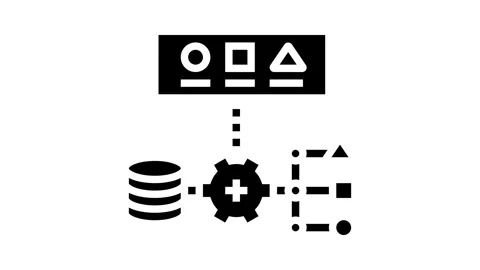Supervised learning machine glyph icon animation Stock Footage 326145302