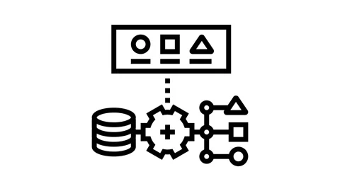 Supervised learning machine line icon animation Stock Footage 326125533