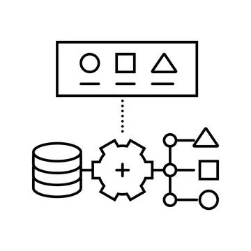 Supervised learning machine line icon vector illustration Illustrazione stock