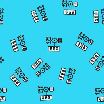 Supervised learning machine vector seamless pattern Illustrazione stock