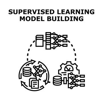 Supervised learning model building process illustration Illustrazione stock